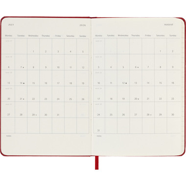 MOLESKINE Agenda Classic Pocket 2026 DHF212DC2Y26 1J/1P rouge écarlate HC 9x14cm