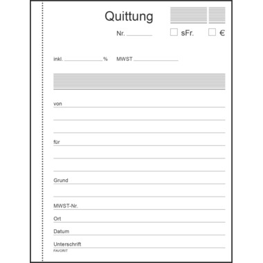 FAVORIT Quittungen D A6 9096 OK blau/weiss 50x2 Blatt