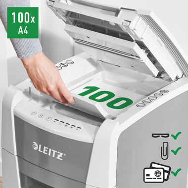 LEITZ Aktenvernichter IQ AF 8011-20-00 Small Office 100, P-4, 34lt