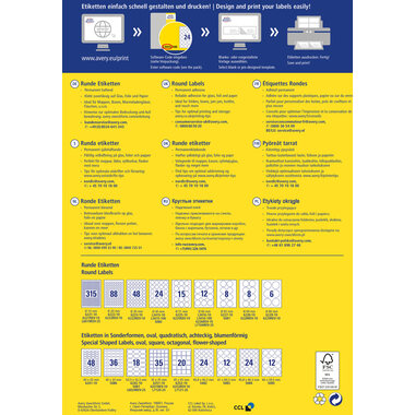 AVERY ZWECKFORM Etiquettes A4/60mm L3416-100 blanc 1200 pcs.
