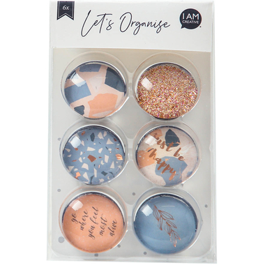 I AM CREATIVE Magnet Happy Let`s Organize 4035.54 Glas, 2.5x1cm 6 Stück