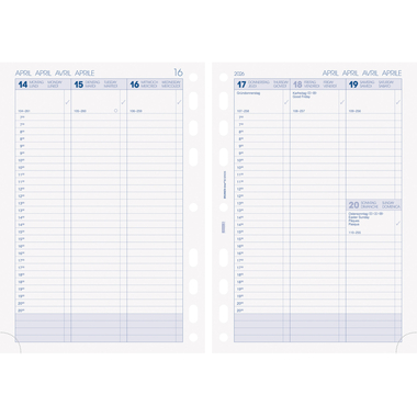 BRUNNEN Timer Einlage 2026 1079101006 1W/2S Spalte DE A5