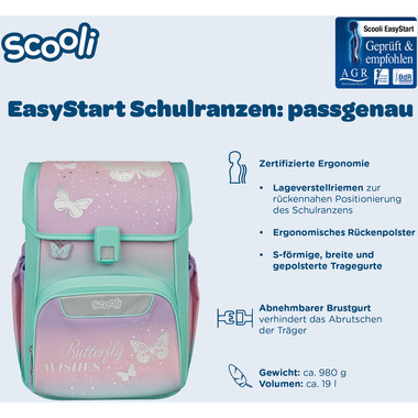SCOOLI Schulthek-Set EasyStart BUFI8256 Butterfly Wishes 5-teilig