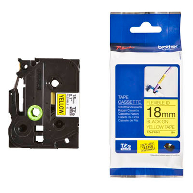 PTOUCH Flexitape lamin. nero/giallo TZe-FX641 per PT-550 18 mm