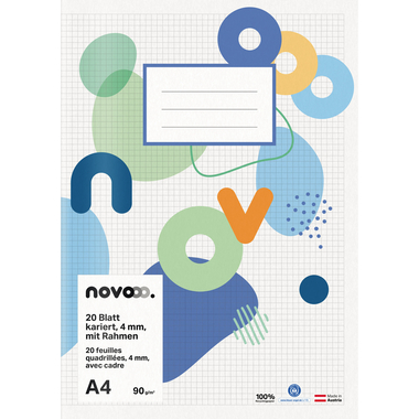 NOVOOO Cahier d'école A4 729757 4mm quadrillé avec marge 90g