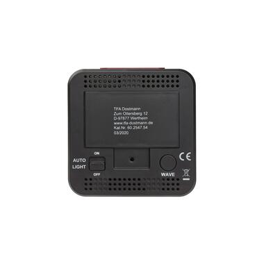 TFA Dostmann digital alarm clock with indoor temperature Black/Silver
