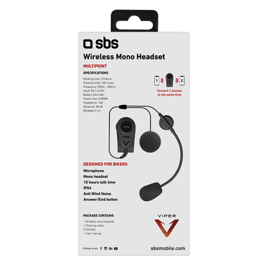 Auricolare wireless per casco con microfono