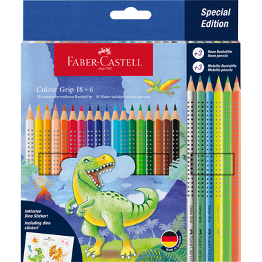 FABER-CASTELL Matita colorate Colour Grip 201546 Dino 18+6 pezzi