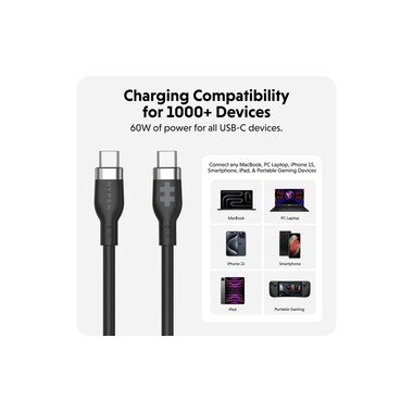 HYPER Câble chargeur USB Silicone USB-C - USB-C 1.5 m