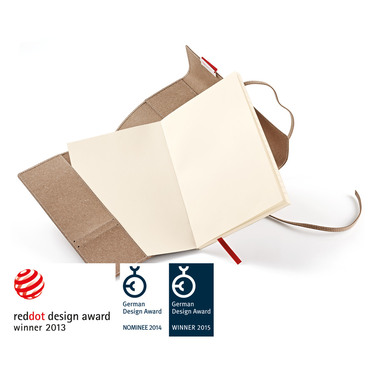 TRANSOTYPE Notizbuch senseBook FLAP A4 75510402 REFILL,beige,kariert 135 Blatt