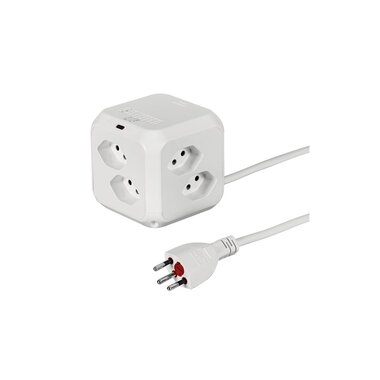 STEFFEN Cubo multipresa CUBE 8x T13 + 1x USB-C PD 18 W, Bianco