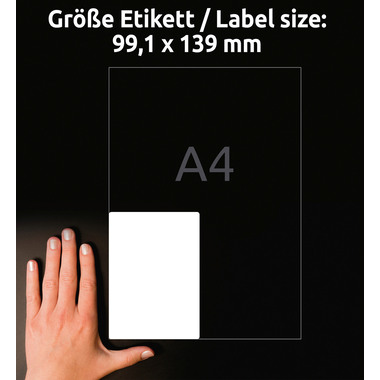 AVERY ZWECKFORM Universaletiketten 99,1x139mm L4733REV-25 weiss 120 Stk./25 + 5 Blatt