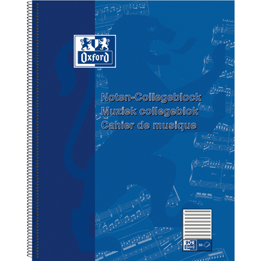 OXFORD Cahier musique spirale A4 100050345 bleu, ligné 50 feuil.