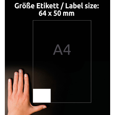 AVERY ZWECKFORM Etiketten 64x50mm 3672 weiss 1500 Stk./100 Blatt