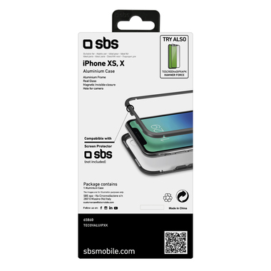 Cover aus Aluminium und Hartglas für iPhone XS / X