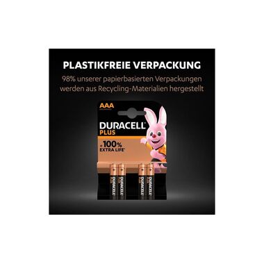 Duracell Batterie Plus Power AAA, 4 pezzi