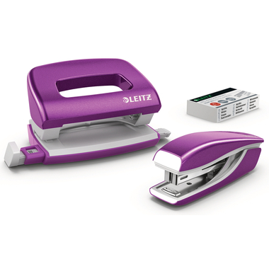 LEITZ Locher/Hefter NeXXt WOW 5561 55612062 violett, Bundle 10 Blatt