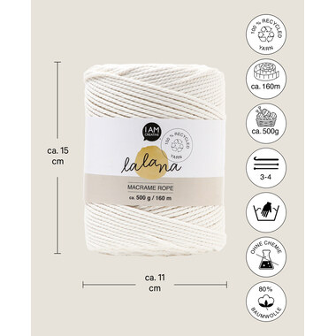 I AM CREATIVE Macrame Rope 6203.02 cream 2mm, 500g