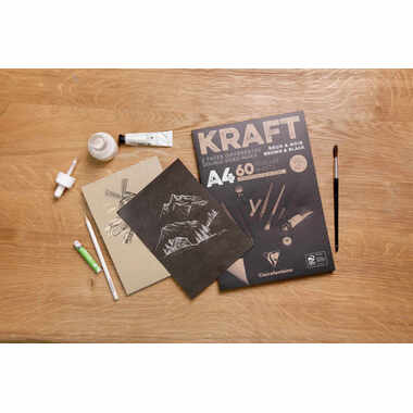 CLAIREFONTAINE Block Kraftpapier A5 975817C Braun/schwarz 60 Blatt