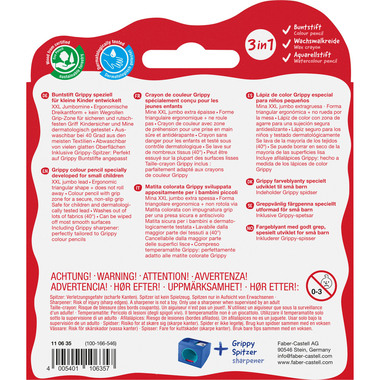 FABER-CASTELL Farbstifte Grippy 110635 inkl. Spitzer 6 Stück