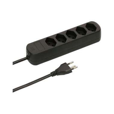 Max Hauri power strip Basic-Line 5x T13 Black, 1.5 meters