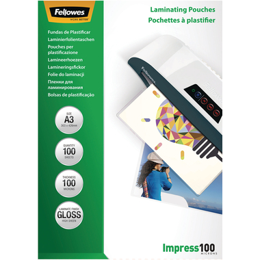 FELLOWES Laminiertasche A3 5351205 glanz, 100my 100 Stk
