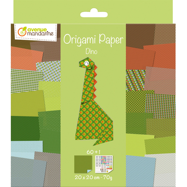 MANDARINE Dépliants Origami 20x20cm OR512C Dino 70g 60 feuilles