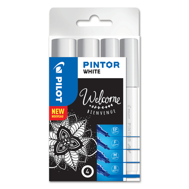 PILOT Marker Set Pintor B/M/F/EF S4/0537465 bianco, 4 pezzi