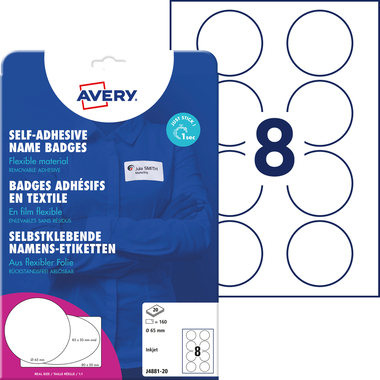 AVERY ZWECKFORM Namensetiketten 65mm J4881-20 weiss 20 Blatt/160 Stk.