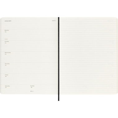 MOLESKINE Agenda Classic X-Large 2026 DSB12WN4Y26 1W/1S schwarz SC 19x25cm