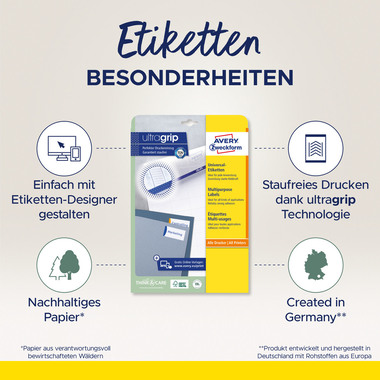 AVERY ZWECKFORM Universal-Etiketten 483x338mm 4789 weiss 30 Blatt