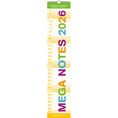 ALPHA EDITION Planificat. Mega Notes 2026 160592 1M/1P 1 colonne 15x90cm