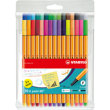 STABILO Fineliner Point 88 0.4mm 8830-1 25+5 Neon Etui