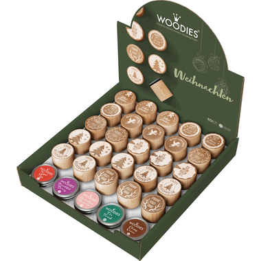 COLOP Woodies Display Noël 151336 25 tampons, 5 coussins