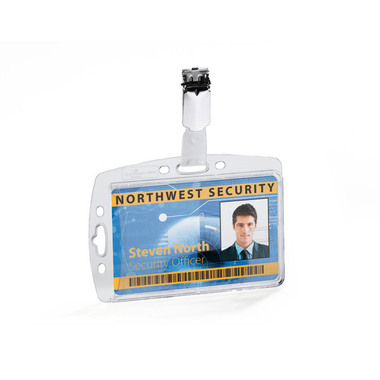 DURABLE Porte-badge p. carte avec clip 800519 acrylique, 54x85mm 25 pcs.