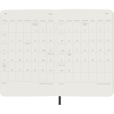 MOLESKINE Agenda Classic Pocket 2026 DSB12WN2DY26 1S/1P nero SC 9x14cm