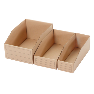 Cardboard shelf box with labeling field in brown 278x145x107mm