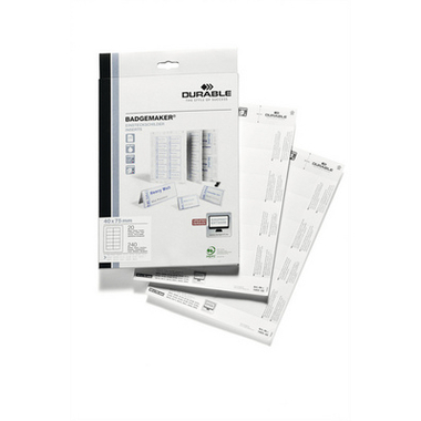 DURABLE Etiketten Badgemaker 145302 weiss, 75x40mm 20Bl./12Stk.