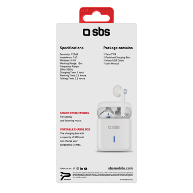 Auricolari wireless TWS con comando vocale e basetta