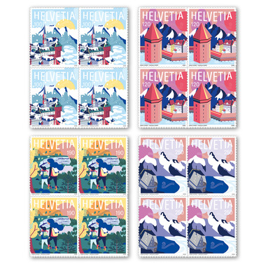 Set of blocks of four «Swiss attractions»
