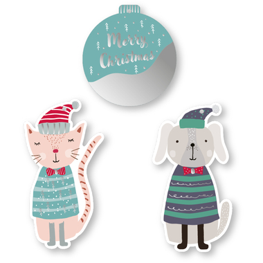 I AM CREATIVE Étiquettes cadeaux X-mas 4088.8 chat, chien & boule 9 pièces