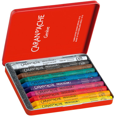 CARAN D'ACHE Wachsmalkreide Neocolor 1 7000.310 10 Farben Metallbox