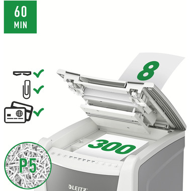LEITZ Aktenvernichter IQ AF 8016-20-00 Office 300, P-5, 60lt