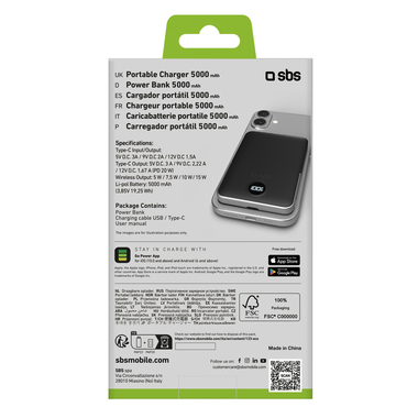 Batterie externe magnétique sans fil 5.000 mAh | SBS