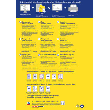 AVERY ZWECKFORM Etiquettes Laser 99,1x33,9mm L7562-25 transparent 400 pcs/16 flls.