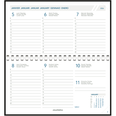 AURORA Agenda Novoplan Pearl 2026 1700P 1W/2S ML 9.4x16.3cm