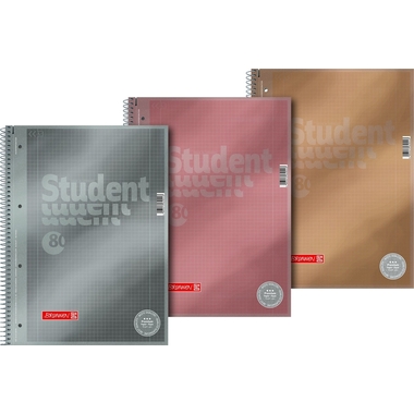 BRUNNEN Collegeblock Premium A4 106732895 5mm kariert ass. 80 Blatt