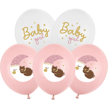 PARTYDECO Ballons 30cm SB14P3370006 Baby Girl, rosa 6 Stück