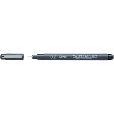 PENTEL Fineliner Pigment 0.2 mm S20P-2A POINTLINER, schwarz