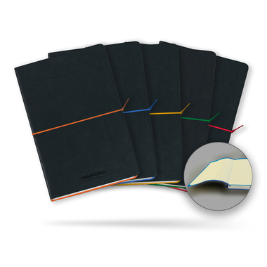 AURORA Notizbuch Softcover A5 2396TESJ schwarz/ gelb, liniert 192 S.